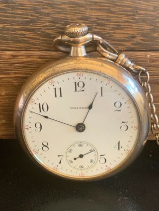 Waltham Pocket Watch 1908 Grade 820 15j 18s Model 1883 16574611 With Chain