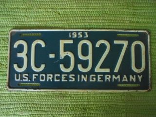 1953 Us Forces In Germany License Plate Military Tag 3c - 59270