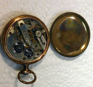 Antique Red Enamel Pocket Watch 800 Silver Case As Found 3