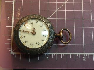 Antique Red Enamel Pocket Watch 800 Silver Case As Found 5