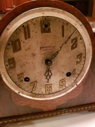 Vintage classic E.  INGRAHAM Co.  Duplex No.  1 Mantel Clock - As - Is 2