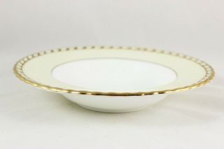 SET (S) 4 RIM SOUP BOWLS VINTAGE MINTON CHINA COMMODORE S112 EMBOSSED GOLD CREAM 8