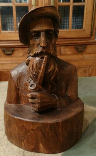 Alfred Zwink Oberammergau Wood Carving Man With Hat And Pipe