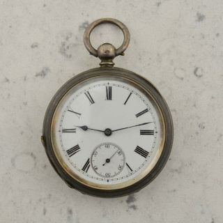 C.  1879 H.  Ashton London Hallmarked 925 Sterling Silver Open Face Pocket Watch