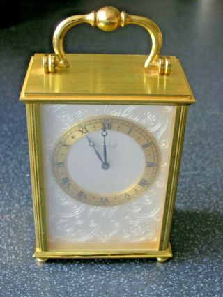 Vintage Swiss Imhof Solid Brass Carriage Clock 15 Jewels Engraved Fully