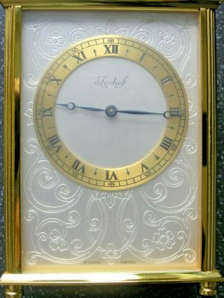 VINTAGE SWISS IMHOF SOLID BRASS CARRIAGE CLOCK 15 JEWELS ENGRAVED FULLY 2