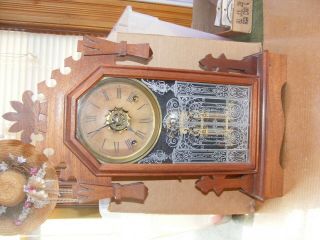Antique Ansonia " Atlas " Shelf Mantel Wood 8 Day Chime Clocki Can Get It To Chime