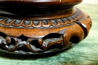 ANTIQUE CHINESE CARVED PIERCED WOODEN FOOTED VASE / POT STAND GOOD COLOUR PATINA 4