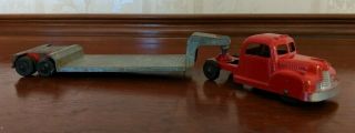 Vintage Tootsie Toy Metal Die Cast Truck W/flat Bed Trailer