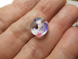 Pink Purple White Paperweight Ball Glass Vintage Antique Button 1/2 " Letter C