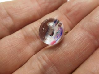 Pink Purple White Paperweight Ball Glass Vintage Antique Button 1/2 