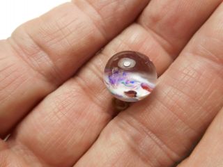 Pink Purple White Paperweight Ball Glass Vintage Antique Button 1/2 