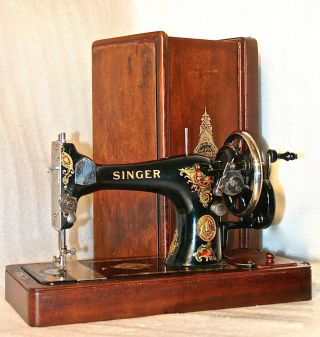 1913 Rare Antique Singer 128 Mod La Vencedora Hand Crank Sewing Machine