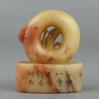 Chinese Exquisite Hand - Carved Bamboo Insect Carving Shoushan Stone Seal