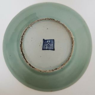 FINE ANTIQUE CHINESE PORCELAIN FAMILLE ROSE CELADON PLATE 2