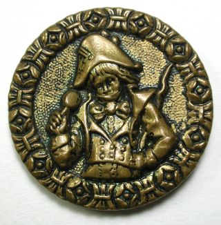 Lg Sz Antique Brass Button French Fops Napoleon Image - 1 & 3/8 "