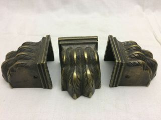 VTG Set of 3 Heavy Cast Brass Bronze Paw Claw Feet Table Leg Feet DIY Furniture 7