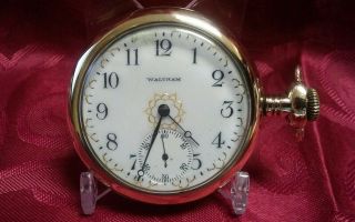 Vintage Waltham Fancy Dial Gold Plated Case 16 Size Circa 1906