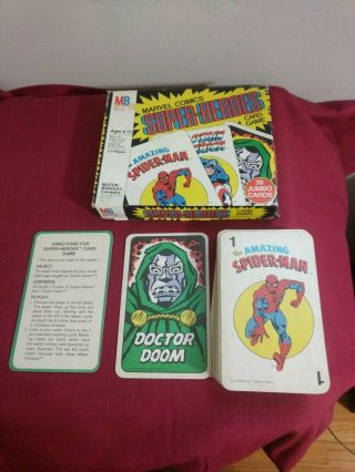 Vtg 1978 Milton Bradley Marvel Comics - Heroes Jumbo Card Game Complete