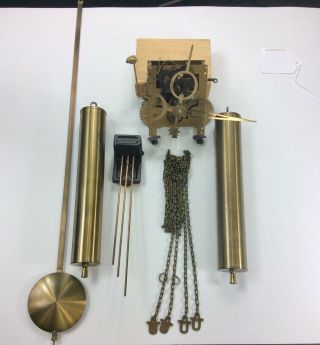 Antique German Clock Movement With Weights,  Chime Rods,  Hands,  Chains &pendulum