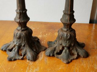 Pair Vintage Rustic Large Candlestick Holders Mantle Gothic Decorating 19 