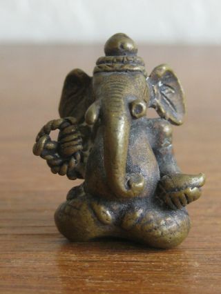 Fine Old India Hindu Miniature Ganesha Deity Brass Statue Sculpture Idol Amulet