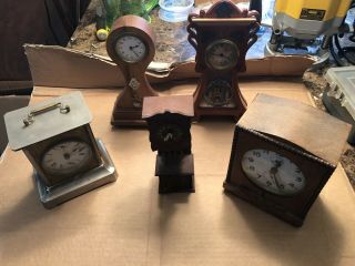 5 Antique German Made Desk Clocks