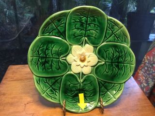 English Majolica Water Pond Lily Flower Plate Late c.  1800s 2