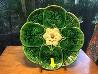 English Majolica Water Pond Lily Flower Plate Late c.  1800s 3