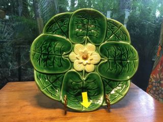 English Majolica Water Pond Lily Flower Plate Late c.  1800s 4
