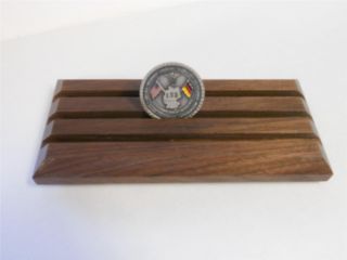 Small Military Challenge Coin Display Rack Holder,  Solid Walnut Hardwood