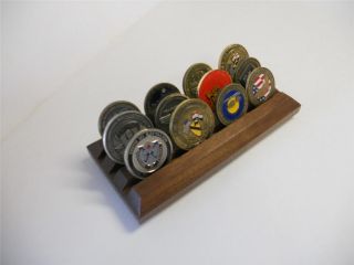 Small Military Challenge Coin Display Rack Holder,  Solid Walnut Hardwood 3