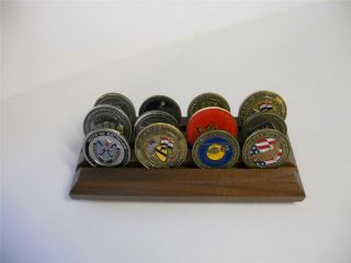 Small Military Challenge Coin Display Rack Holder,  Solid Walnut Hardwood 5