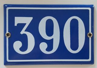390 Vintage Number Sign Steel Enamel Door Gate Address Plaque