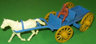 Marx Blue 60 Mm Buckboard With 54 Mm Caisson Horse