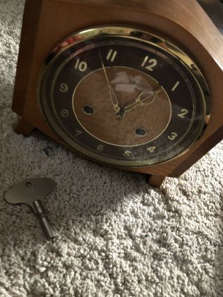 Vintage Smiths Enfield Mantel Clock With Key