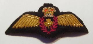 Older Rcaf Royal Canadian Air Force Bullion Pilot Wings Pocket Chest Badge Qc
