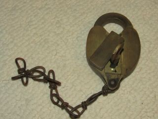 Vintage Heart Shaped Brass Padlock Lock With Key Great