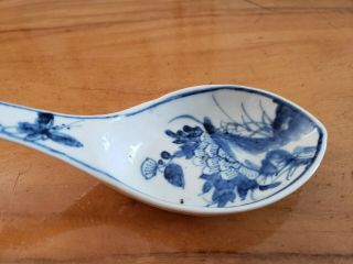 Antique Chinese Export Blue & White Canton Porcelain Spoon