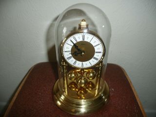 Kern Miniature Anniversary Clock In Glass Dome,  Kus Miv,  Movement,  Cond.