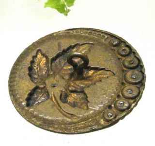 VICTORIAN GOLD GILT BUTTON W/ MAPLE LEAF AND CUT STEELS E37 2