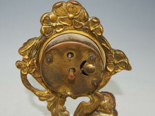 HAVEN ART NOUVEAU CLOCK 1900s ANTIQUE Brass/Bronze CHERUB W/VIOLIN 3