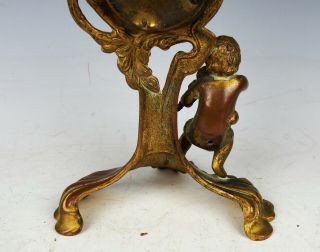 HAVEN ART NOUVEAU CLOCK 1900s ANTIQUE Brass/Bronze CHERUB W/VIOLIN 4