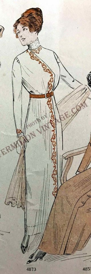 1912 McCall Belle Epoque Dress 4873,  1910 ' s Fashion,  B38 4