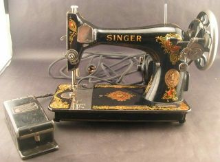 Antique Singer Model 15 Portable Sewing Machine W/decals
