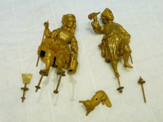 Antique Late 19th Century Gilt Spelter Figures,  Dog Old Clock Fitting Project Old