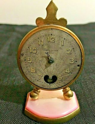 ANTIQUE Brevet Fleur De Lys Paris Travel Clock w/ Case - Lenox W.  Co - For Repair 2