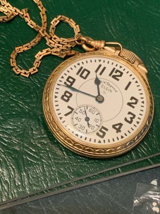 Vintage Elgin Pocket Watch W/Fob 7