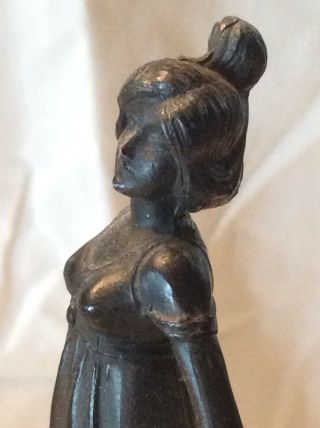 Antique Bronze Lady With Hoop Statue Sculpture Art Deco Marble Base 1920s 7