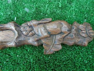 19thc Black Forest Wooden Oak Letter Open With Hare Carving,  Other C1880s